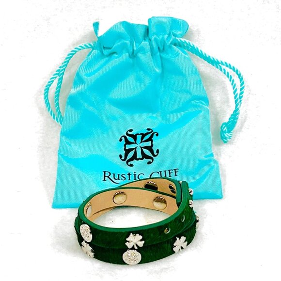 Rustic Cuff Leather Green Wrap Bracelet with Adjustable Closure - Like New - Picture 1 of 4